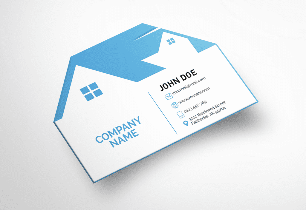 Real Estate Business Card Template with a roof Business Card Template With a Roof Symbol