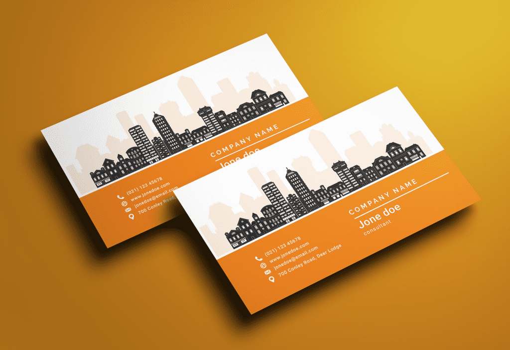Real Estate Business Card Template with a city landscape Business Card Template with a city landscape