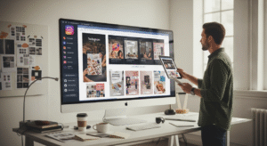 Creative Director reviewing Social Media Designs