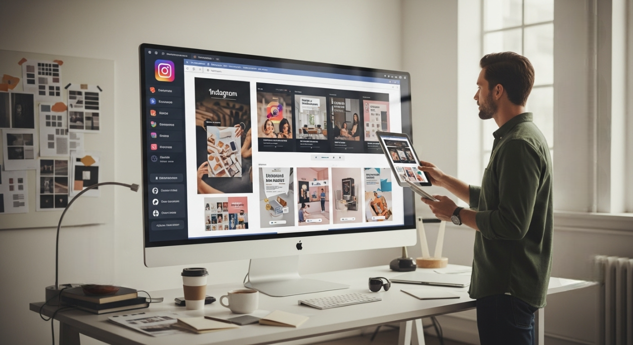 Creative Director reviewing Social Media Designs