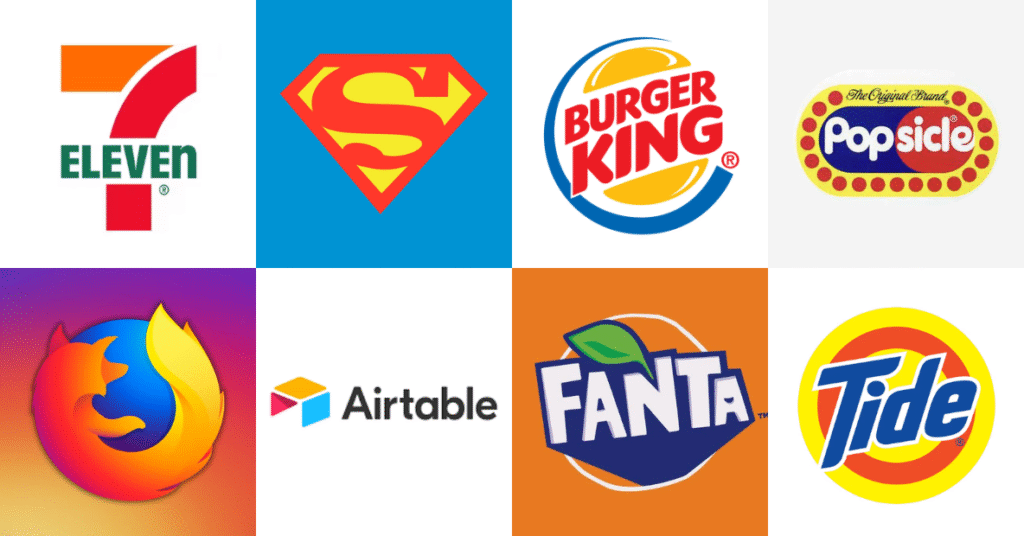 different logos using triadic color combinations